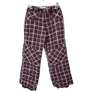 Cherokee Kids Girl Snow Pants Plaid Brown Pink Size 7/8 Winter Outdoor Ski